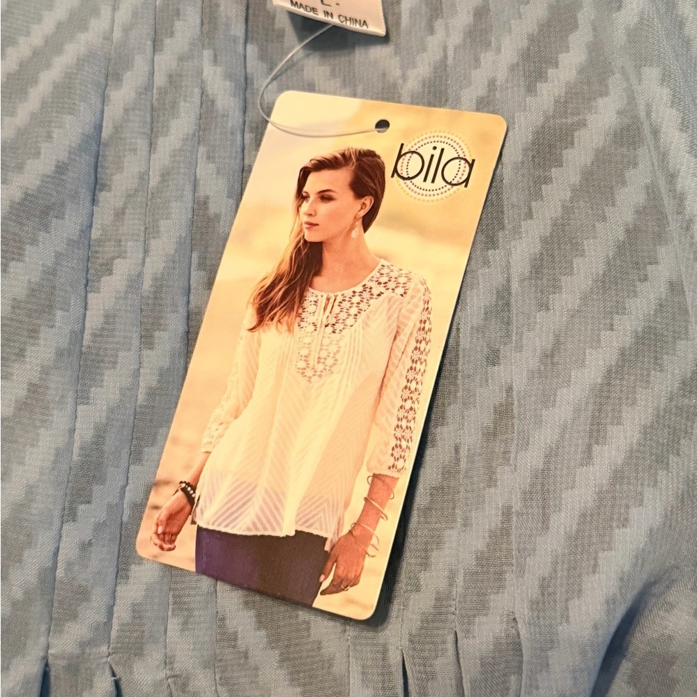 NWT Bohemian Crochet Sheer Lace Bila Top Light Blue Blouse Size Large - Picture 6 of 7